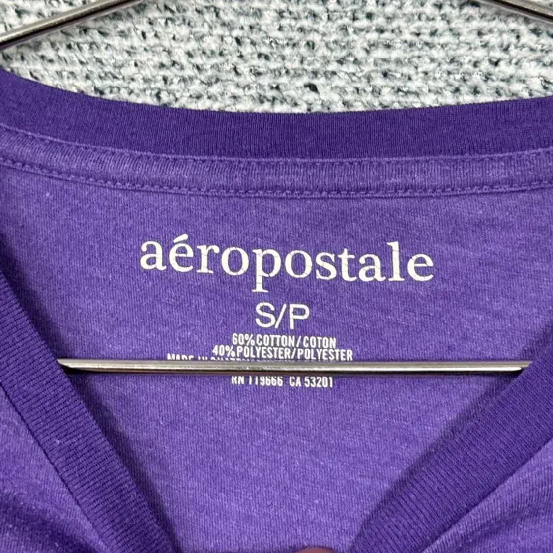 에어로포스테일 Y2K 퍼플 숏 반팔티 S 상품이미지5