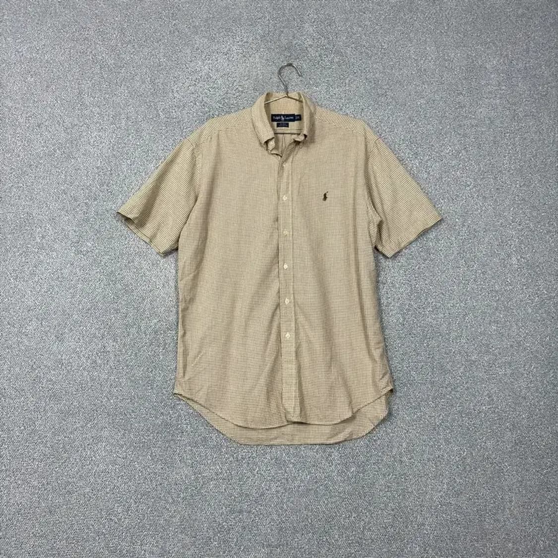 폴로 블레이크핏 베이지 체크 반팔 셔츠 M 상품이미지1