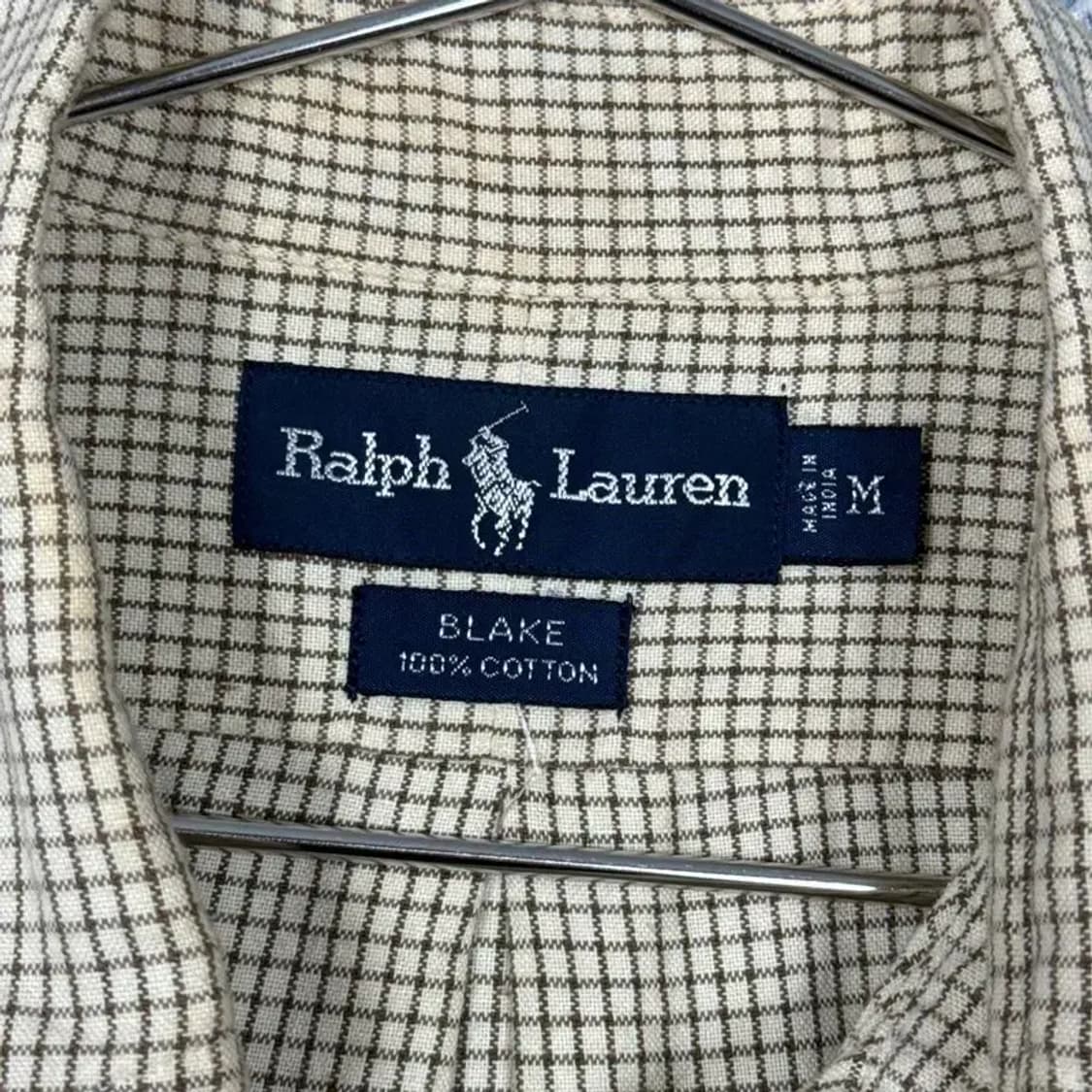 폴로 블레이크핏 베이지 체크 반팔 셔츠 M 상품이미지4