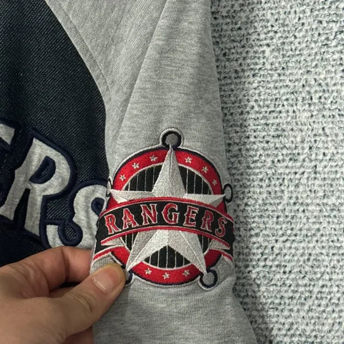 MLB 빈티지 레인저스 데님 후드 바시티자켓 90 상품이미지5