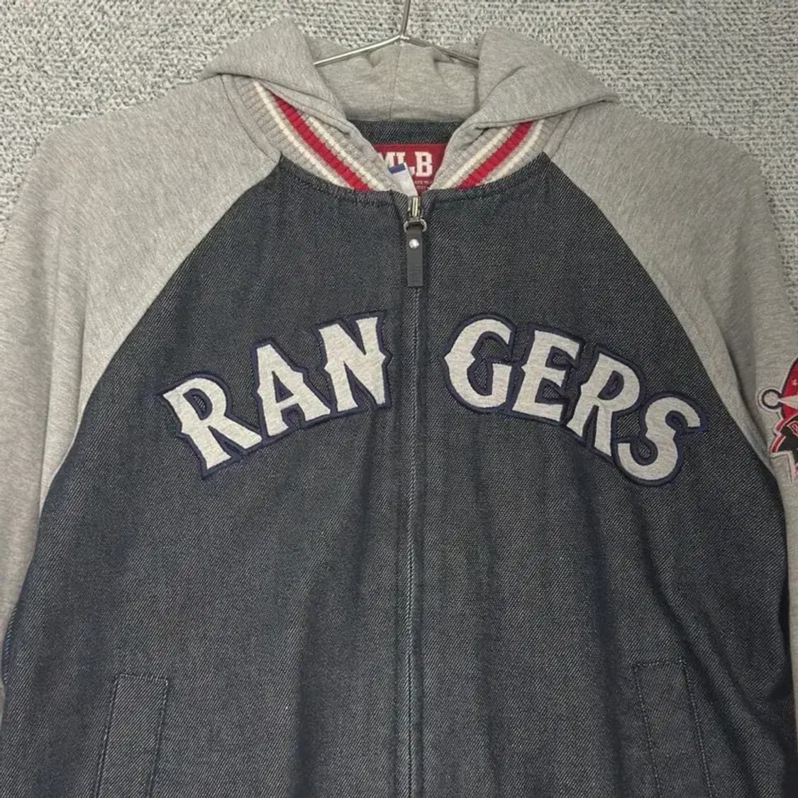 MLB 빈티지 레인저스 데님 후드 바시티자켓 90 상품이미지6
