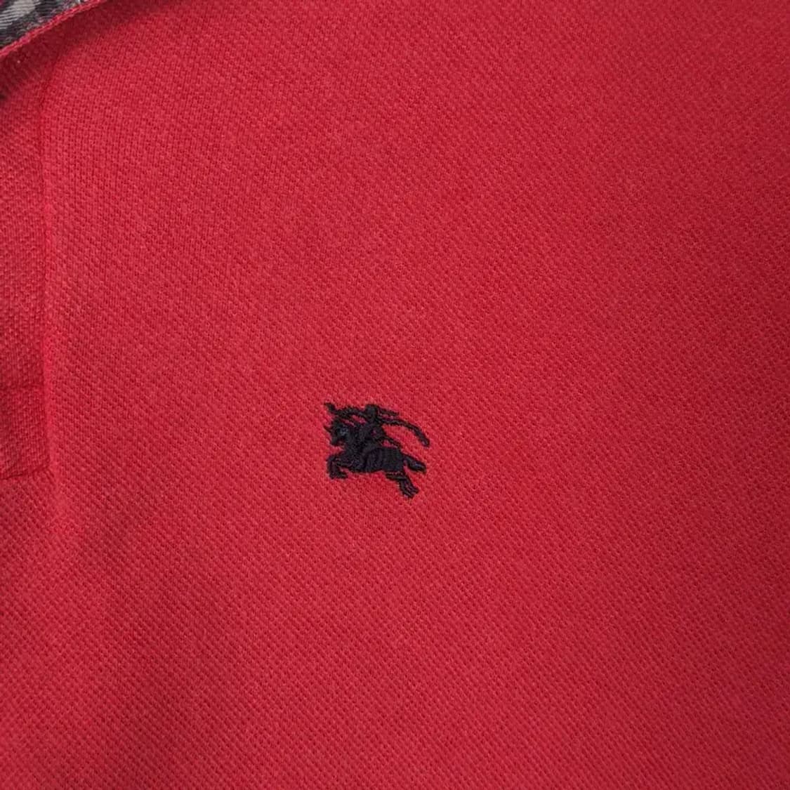 버버리 로고 레드 반팔 카라티 M 상품이미지3