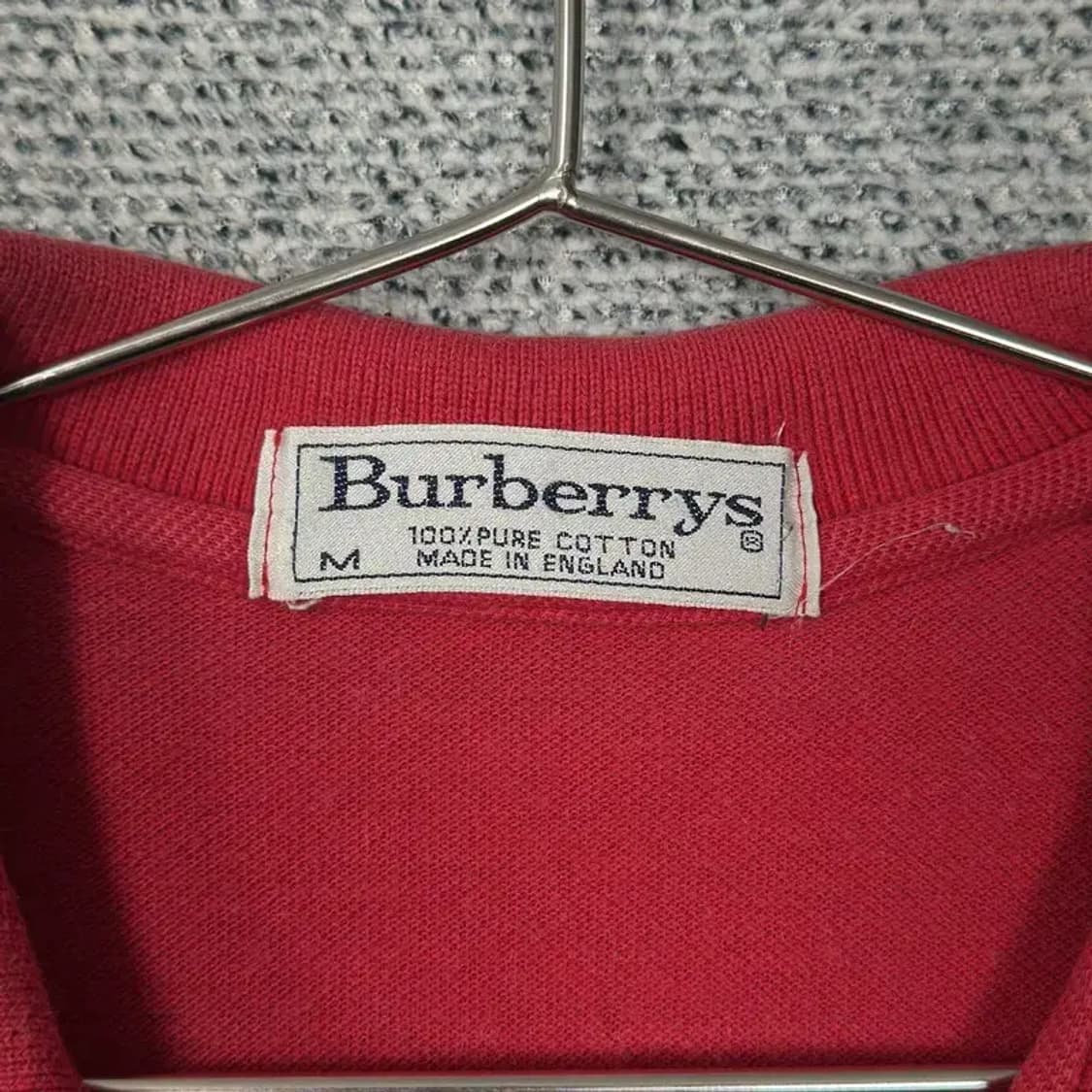 버버리 로고 레드 반팔 카라티 M 상품이미지4