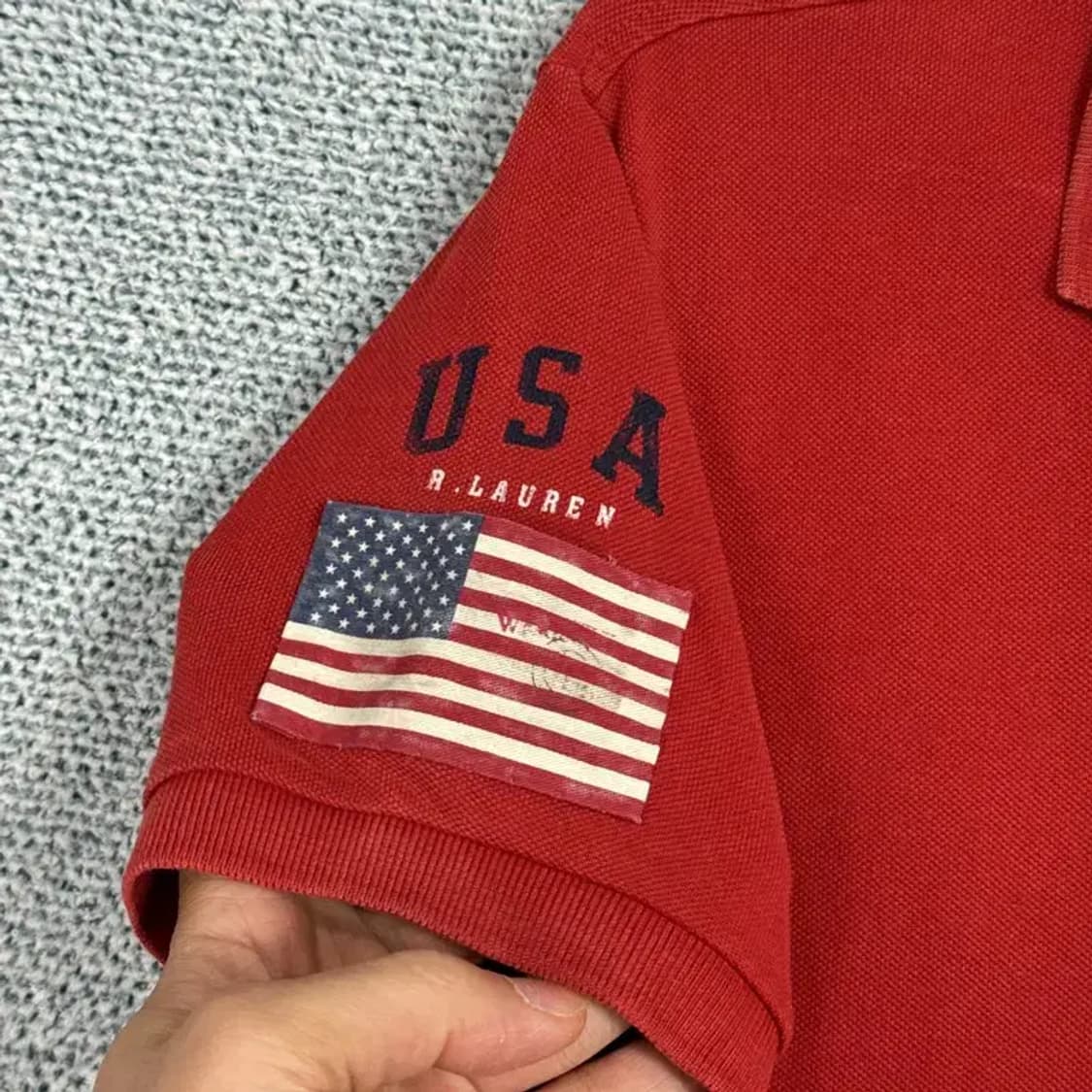 폴로 두산 커스텀핏 성조기 반팔 카라티 M 상품이미지4