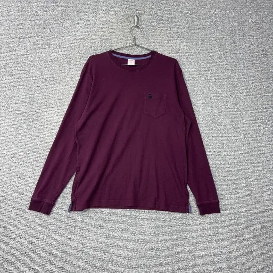 브룩스브라더스 로고 버건디 긴팔티 XL 상품이미지1
