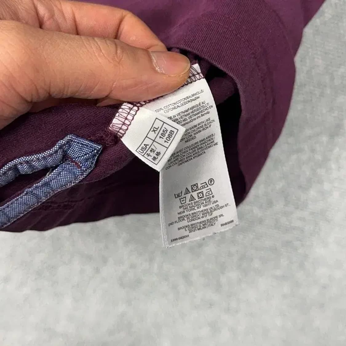브룩스브라더스 로고 버건디 긴팔티 XL 상품이미지5