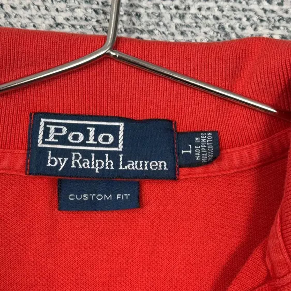 폴로 랄프로렌 커스텀핏 레드 반팔 카라티 L 상품이미지4