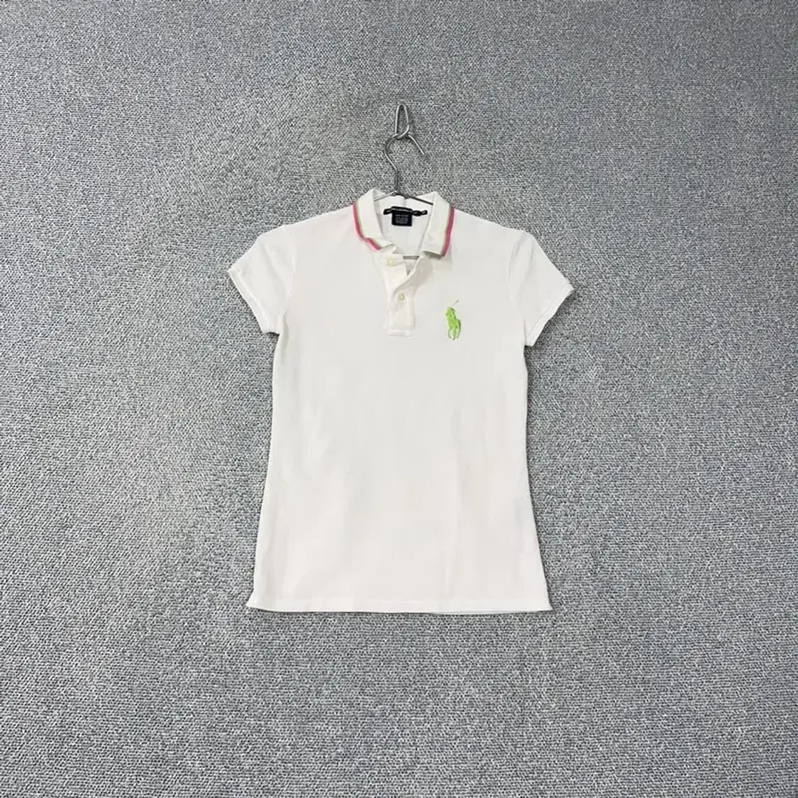 폴로 형광 빅포니 화이트 반팔 카라티 XS 상품이미지1