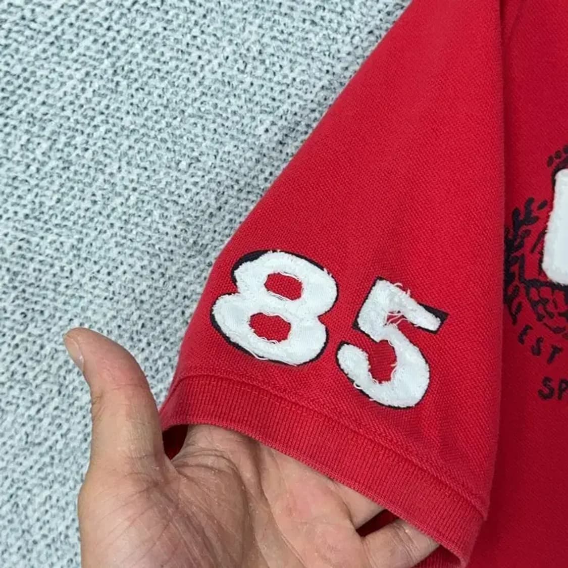 타미힐피거 금장자수 반팔 카라티 XL 상품이미지5