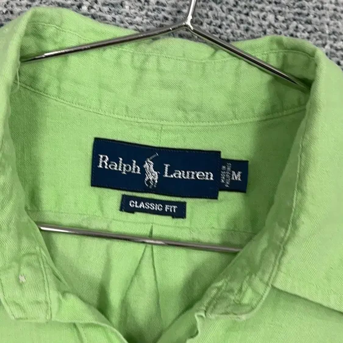 폴로 클래식핏 연두 반팔 셔츠 M 상품이미지3