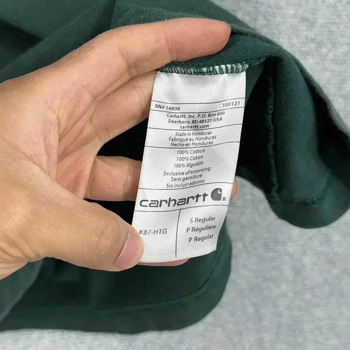 칼하트 오리지날핏 그린 반팔티 S 상품이미지4