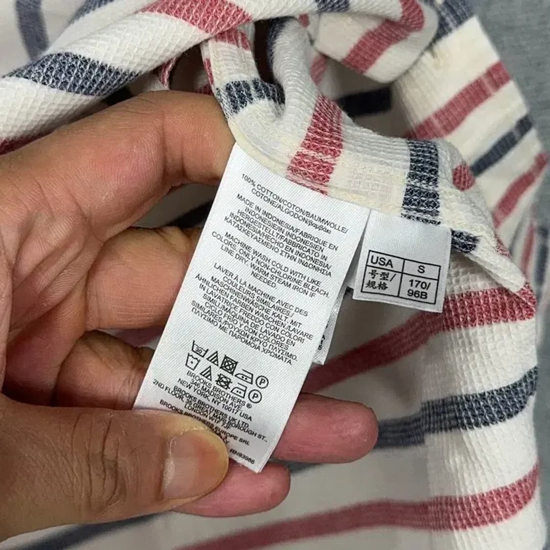 브룩스브라더스 패치 스트라이프 코튼 셔츠 S 상품이미지5