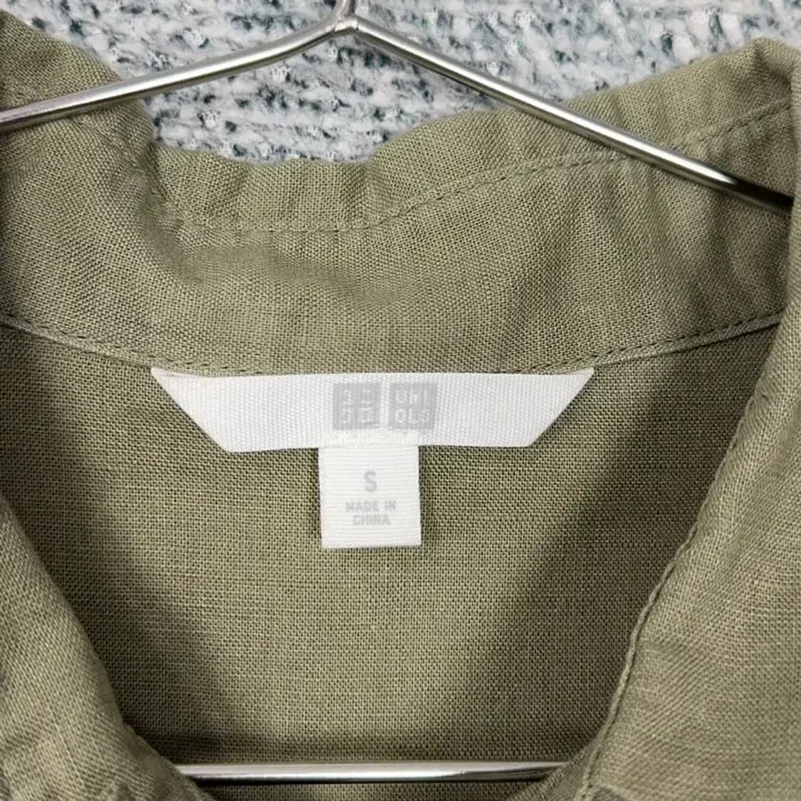 유니클로 카키 린넨 밴딩 셔츠 원피스 S 상품이미지3