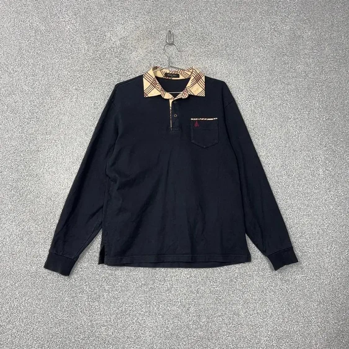 빈폴 남성 캐주얼 체크 카라 긴팔티 100 상품이미지1