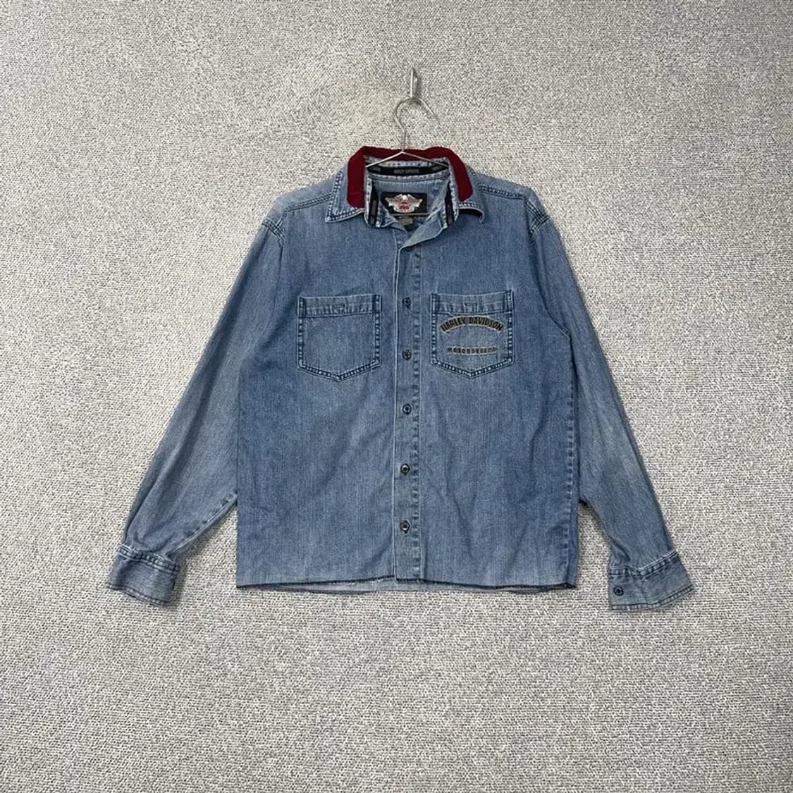 할리데이비슨 빈티지 워싱 데님셔츠 S 상품이미지1