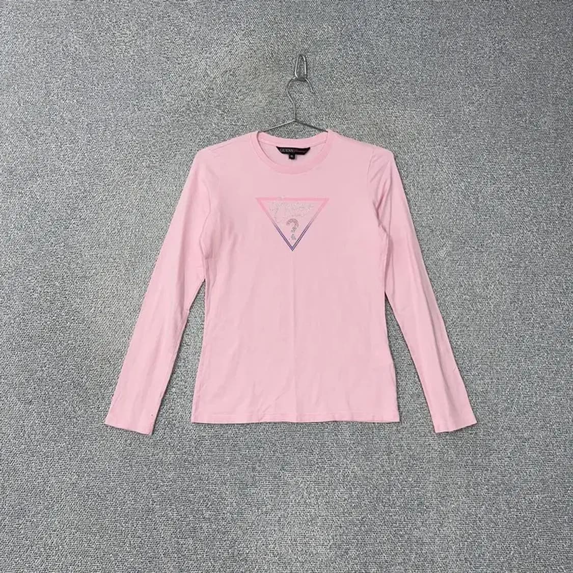 게스 연핑크 슬리브 긴팔티 100 상품이미지1