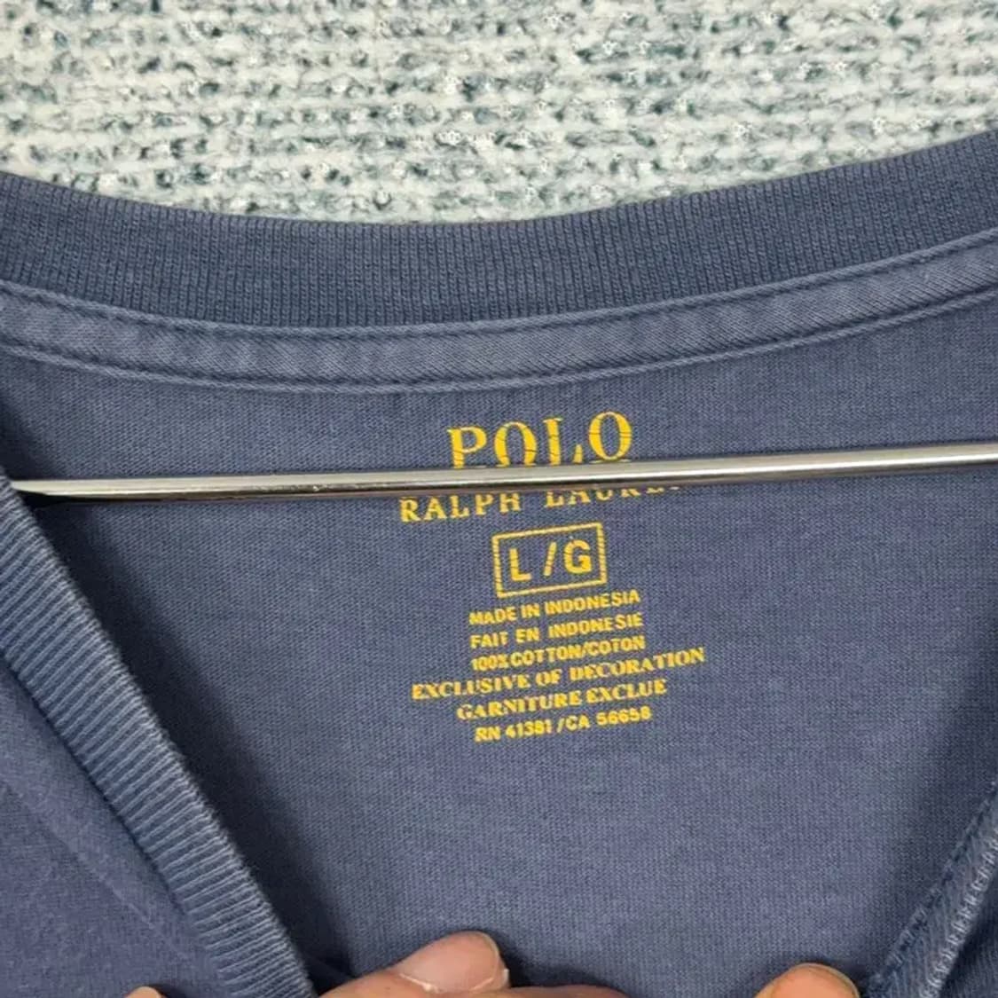 폴로 신형 네이비 코튼 브이넥 반팔티 L 상품이미지4