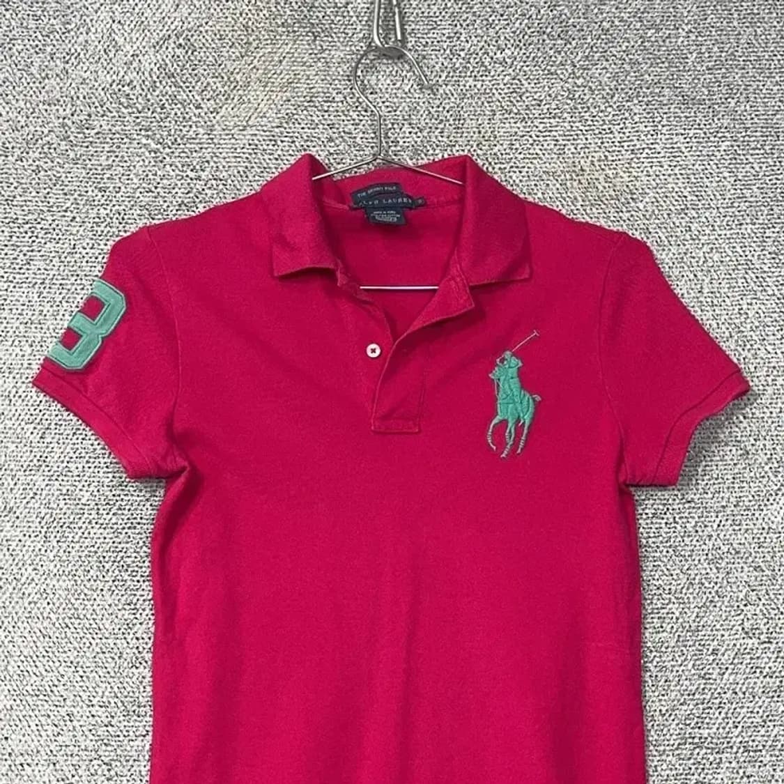 폴로 스키니핏 핫핑크 반팔 카라티 S 상품이미지3