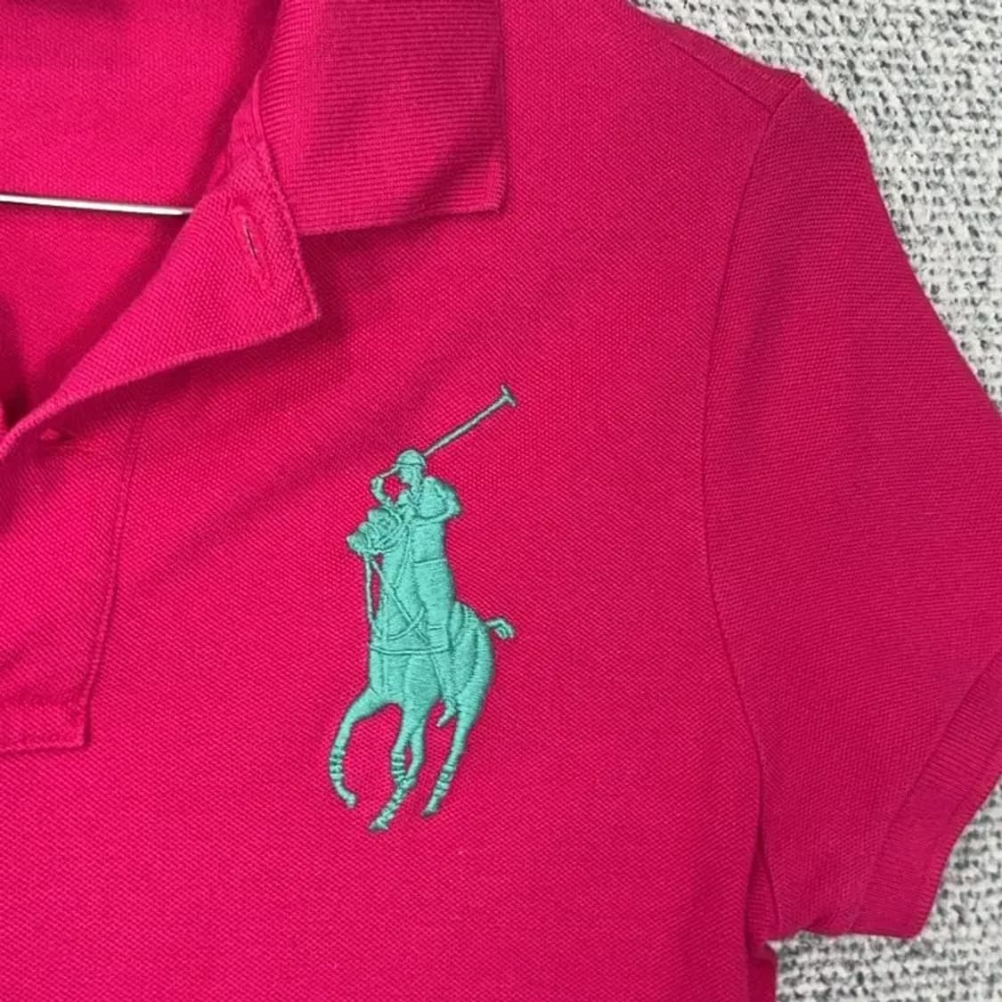 폴로 스키니핏 핫핑크 반팔 카라티 S 상품이미지5