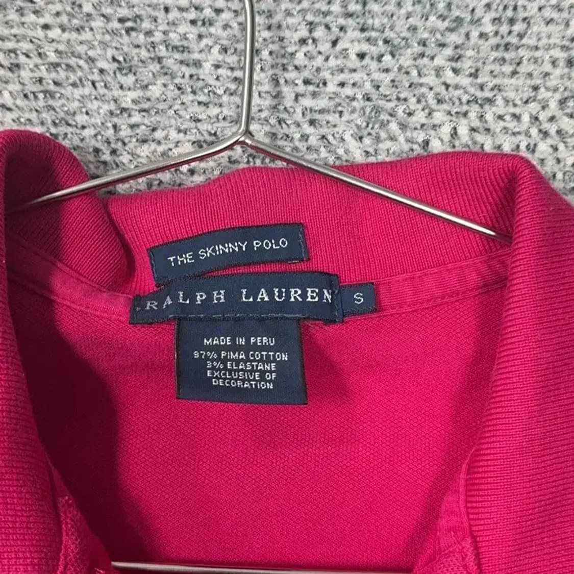 폴로 스키니핏 핫핑크 반팔 카라티 S 상품이미지7