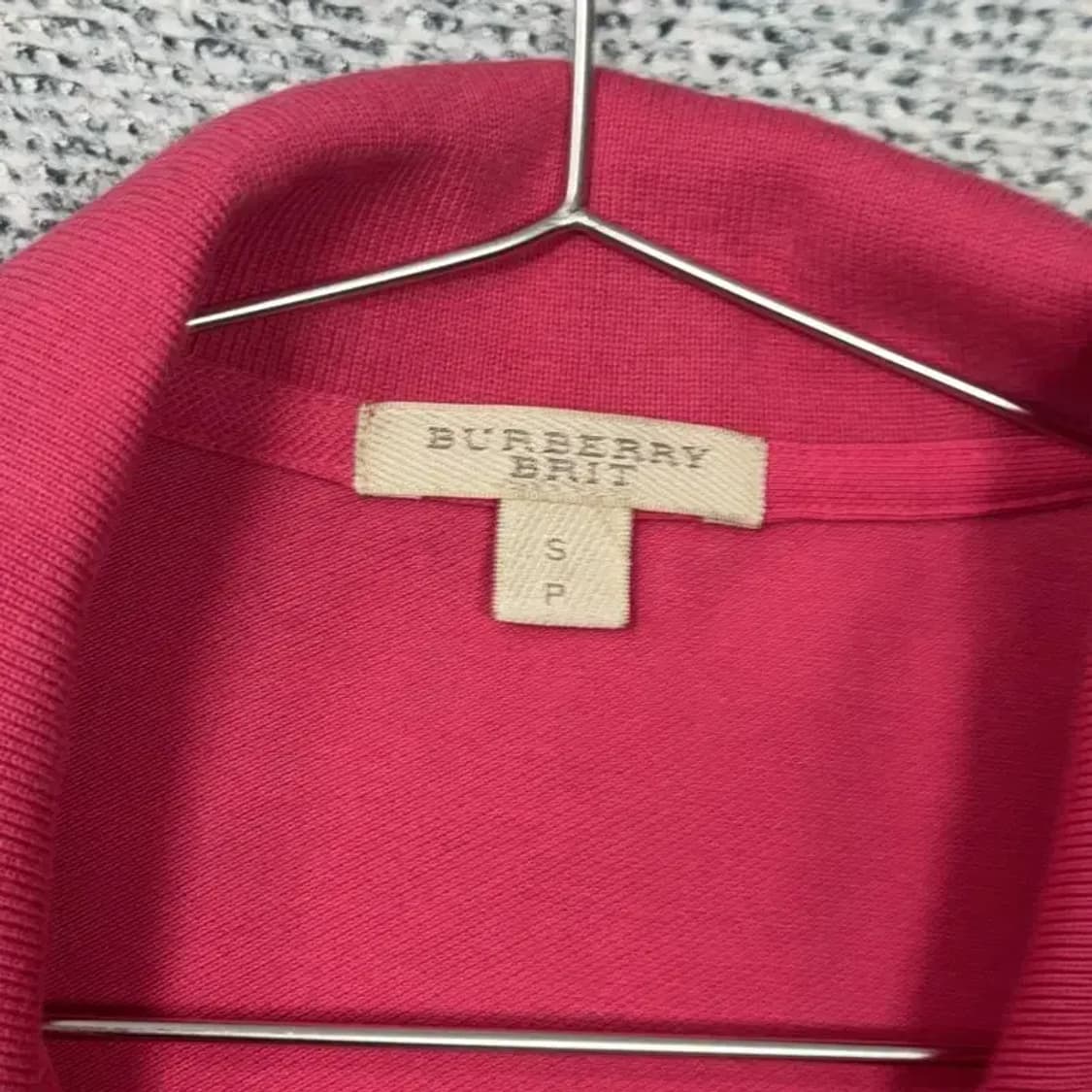 버버리 핑크 로고 반팔 카라티 S 상품이미지4