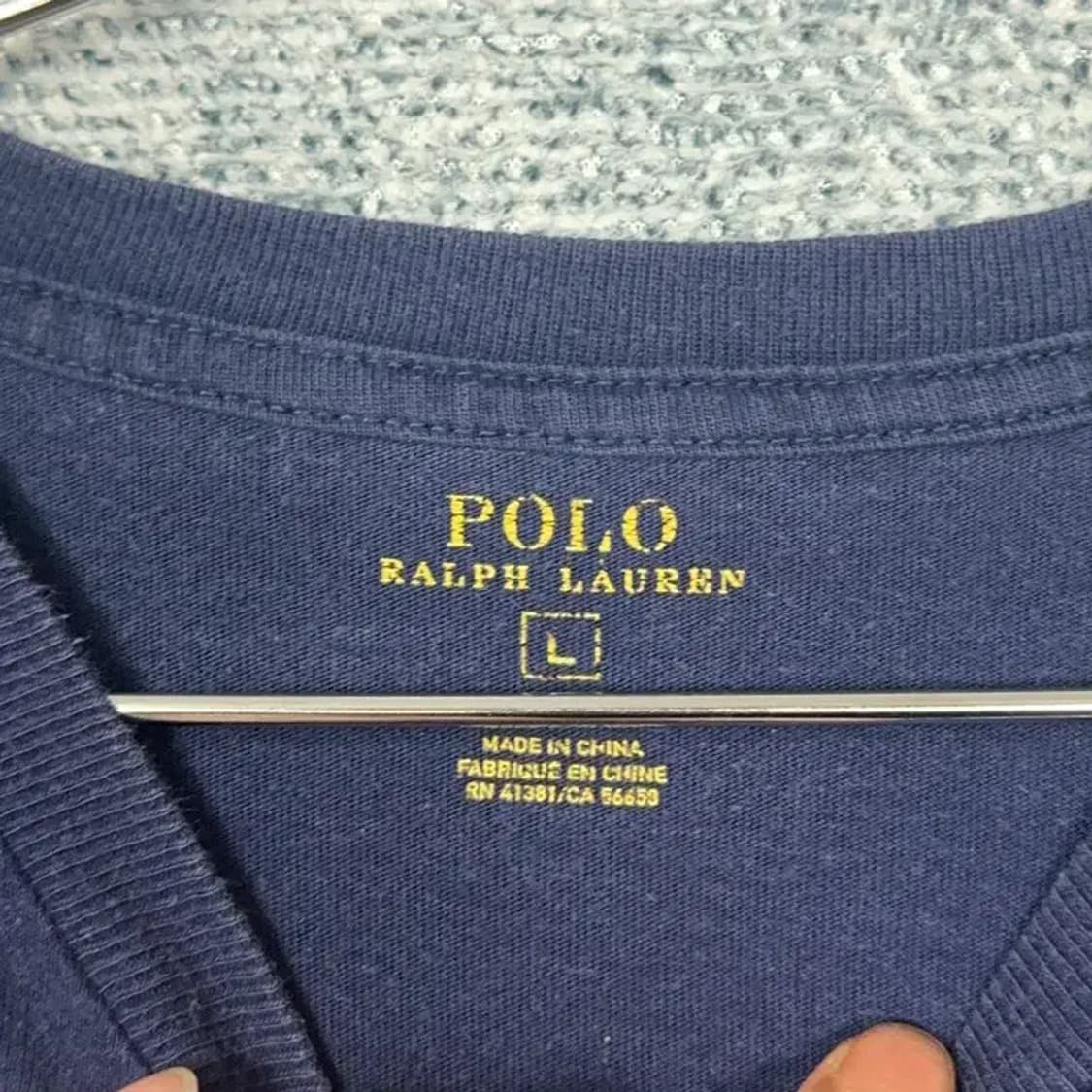 폴로 네이비 코튼 로고 긴팔티 L 상품이미지4