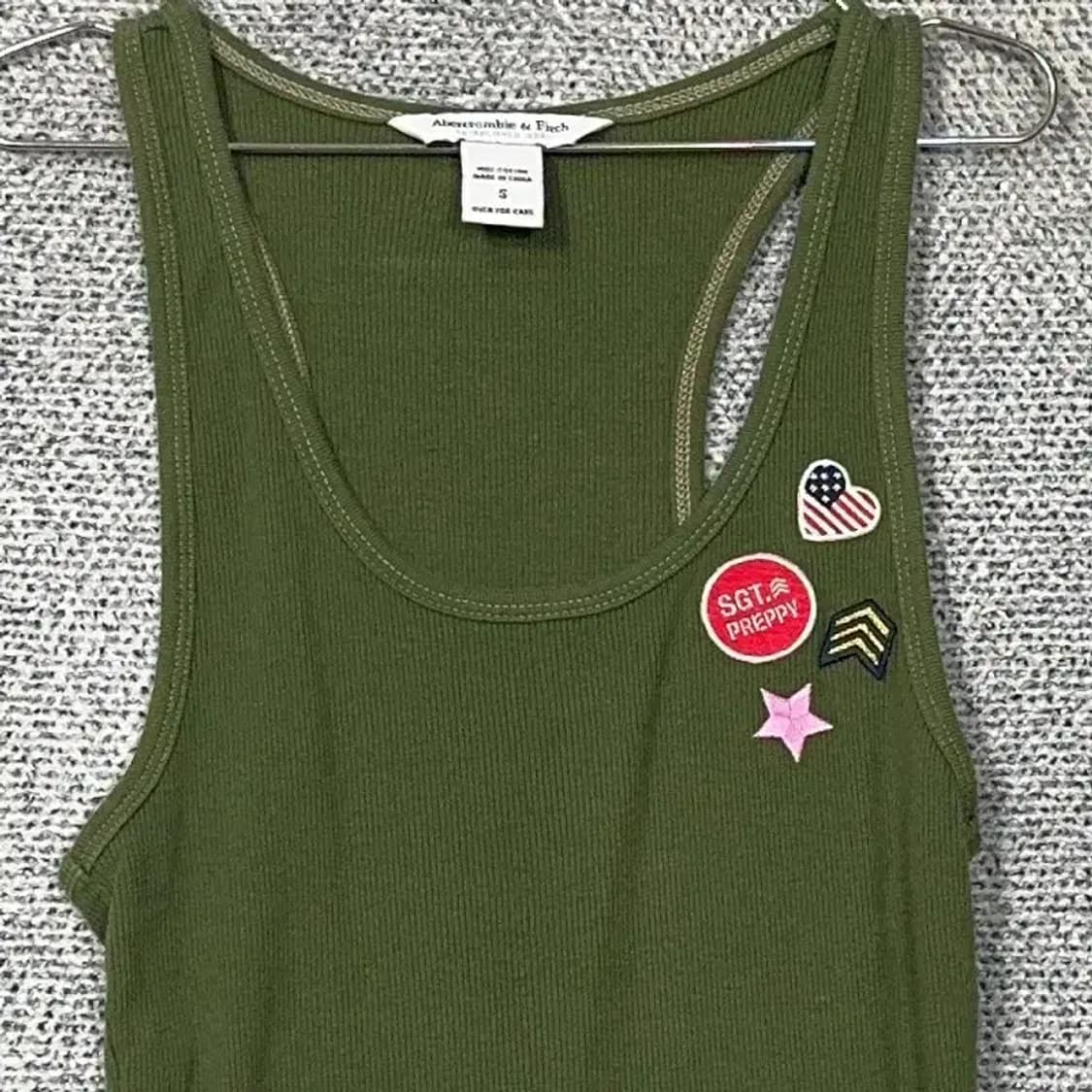 아베크롬비 빈티지 카키 골지 민소매 나시 S 상품이미지3