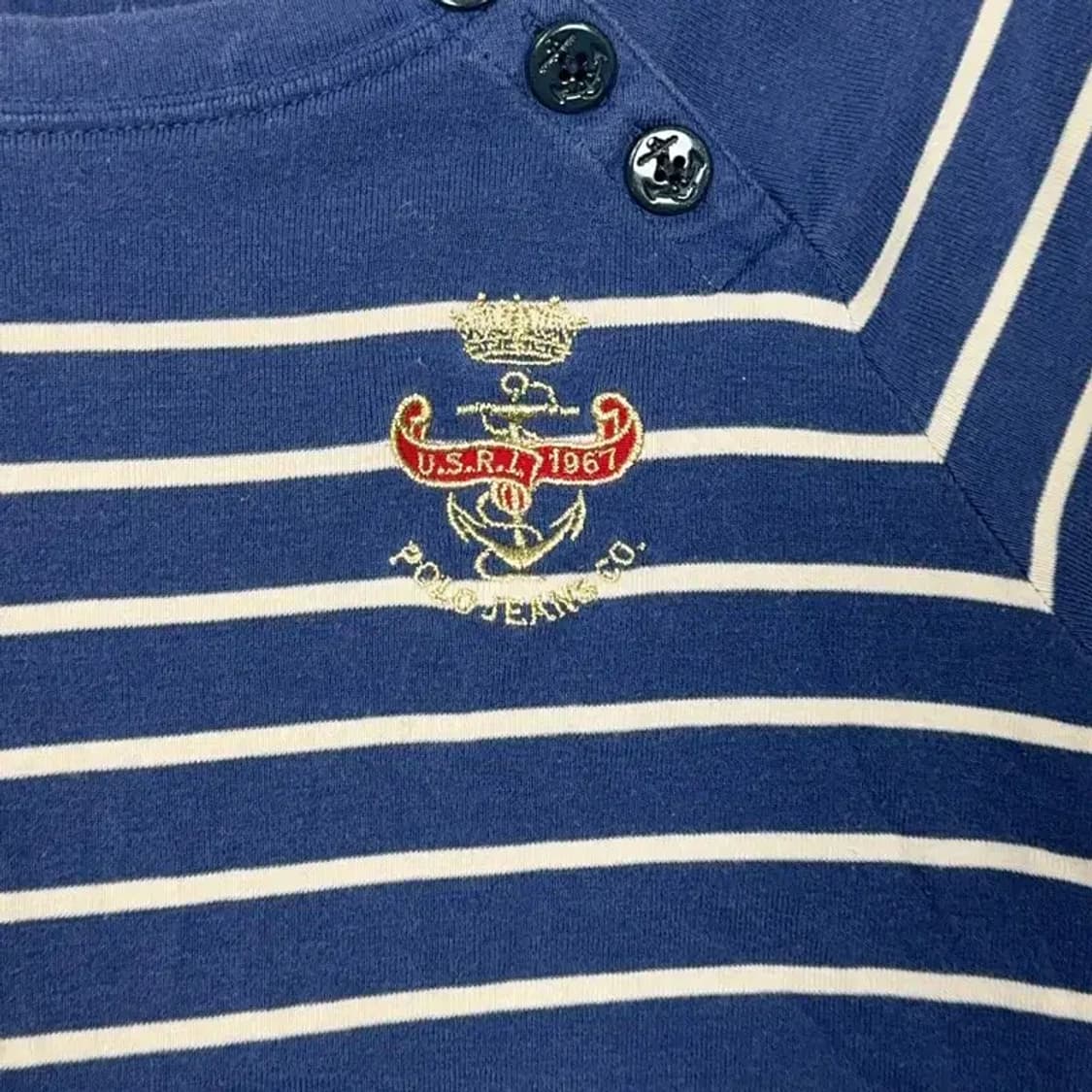 폴로 두산 금장자수 스트라이프 7부 긴팔티 S 상품이미지3