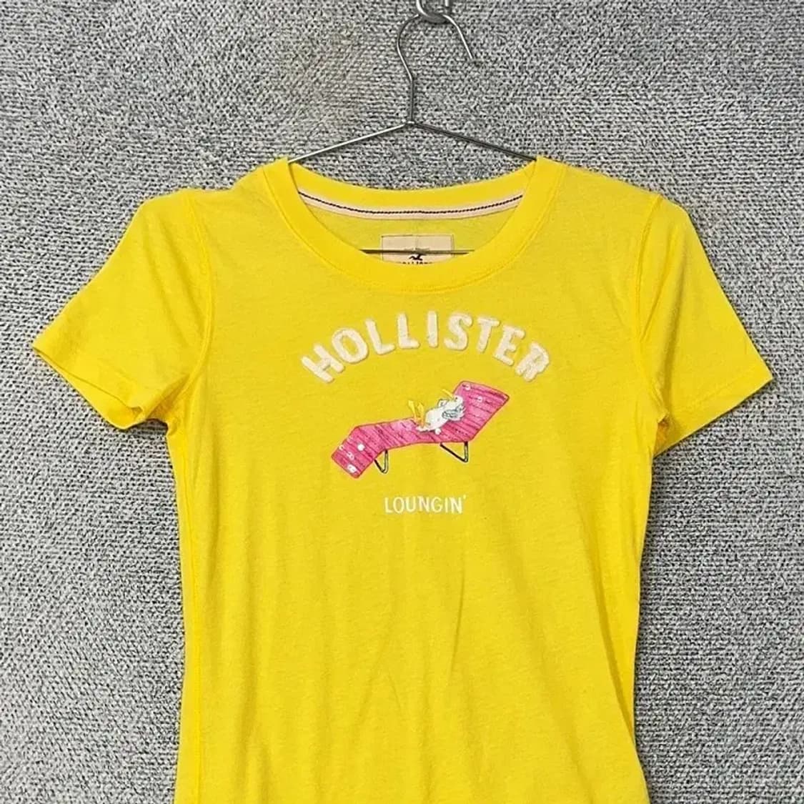 홀리스터 Y2K 옐로우 숏 반팔티 S 상품이미지3