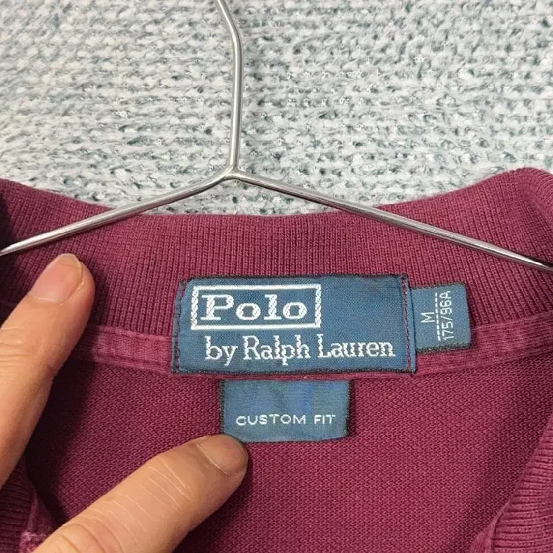 폴로 버건디 커스텀핏 긴팔 카라티 M 상품이미지4
