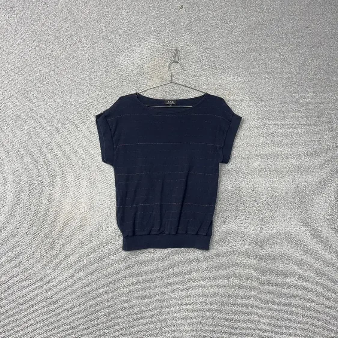 아페쎄 여성 네이비 니트 반팔티 M 상품이미지1