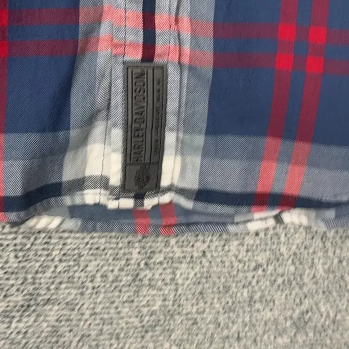 할리데이비슨 패치 백로고 플란넬 체크 반팔 셔츠 M 상품이미지3