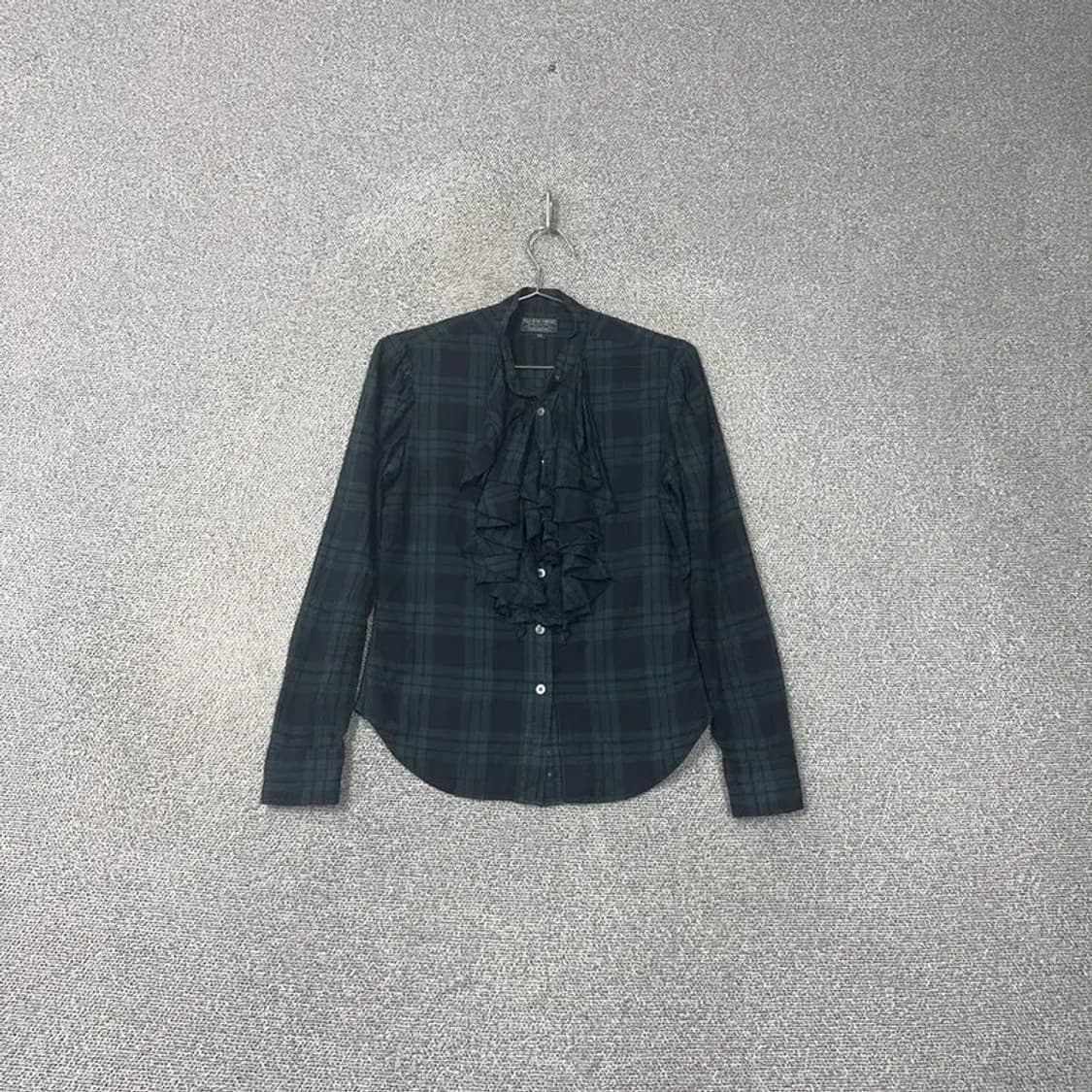 폴로 빈티지 레이스 그린 체크 블라우스 셔츠 XS 상품이미지1
