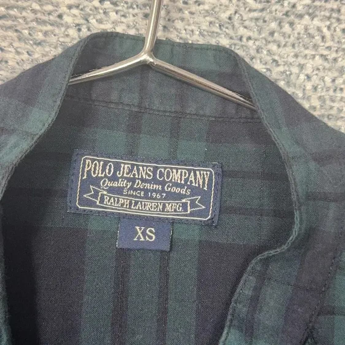 폴로 빈티지 레이스 그린 체크 블라우스 셔츠 XS 상품이미지4