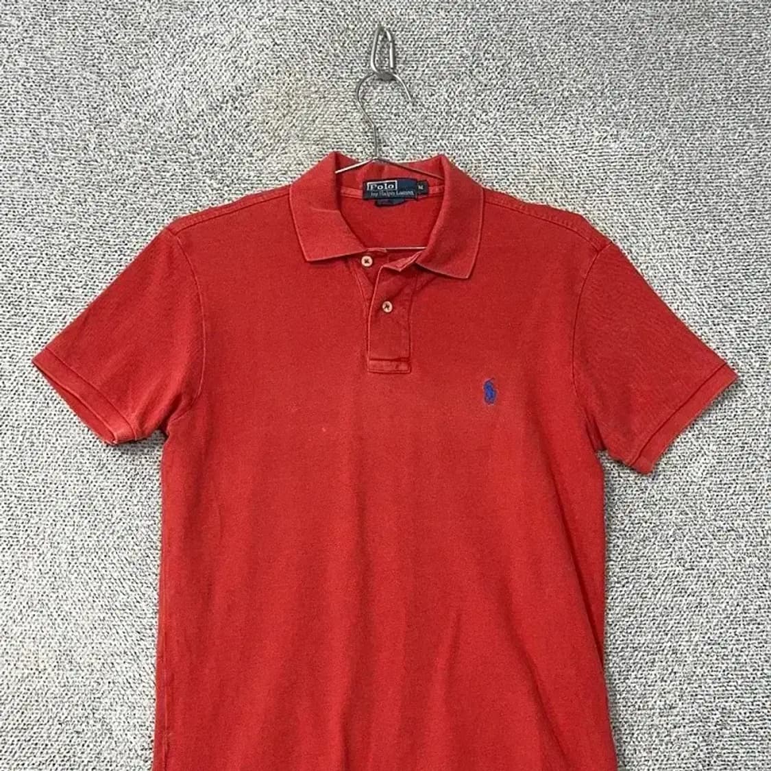 폴로 커스텀핏 레드 반팔 카라티 M 상품이미지3