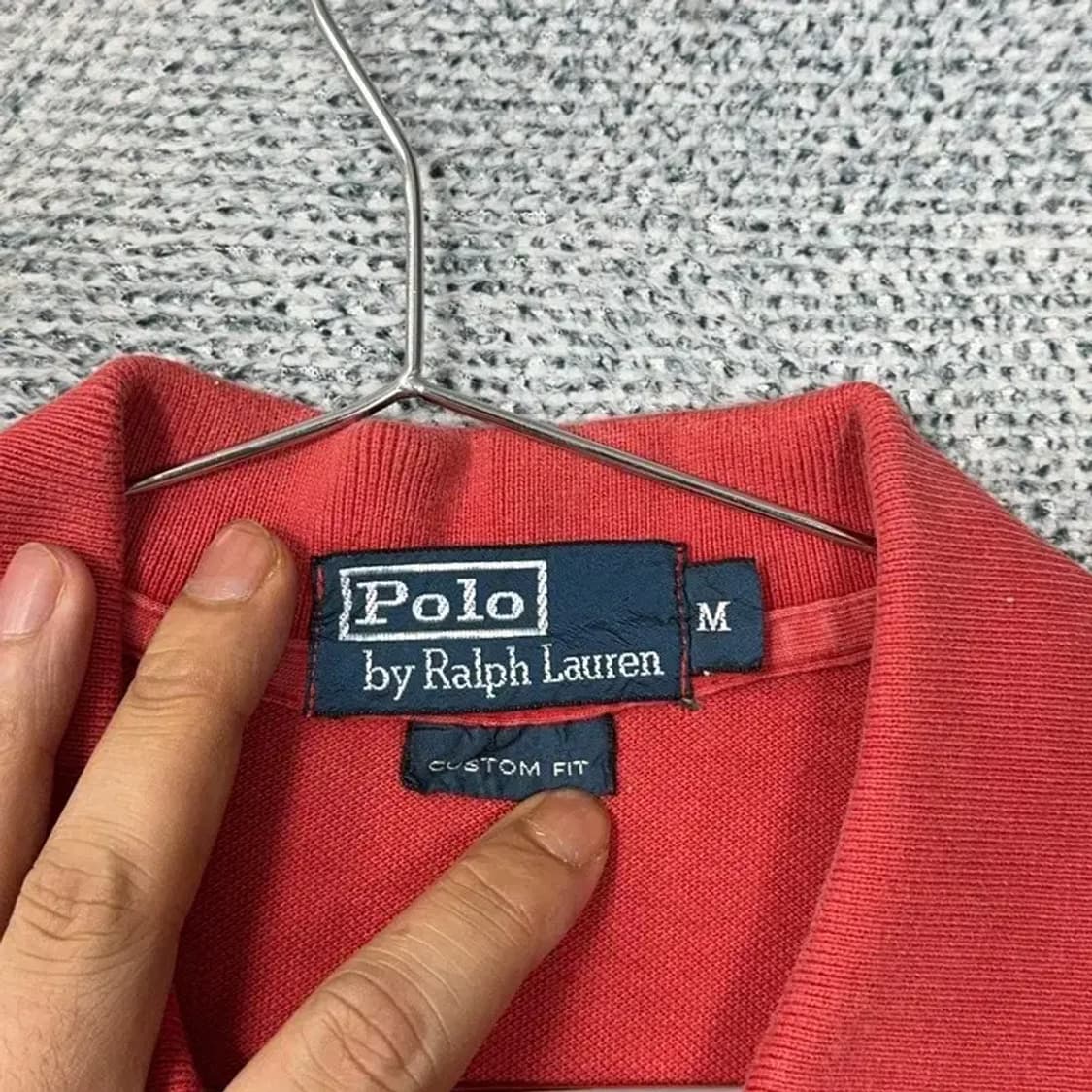 폴로 커스텀핏 레드 반팔 카라티 M 상품이미지6
