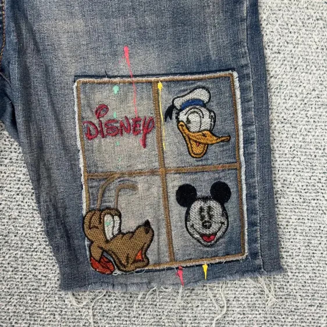 디즈니 밴딩 빈티지 데님 반바지 XL 상품이미지3