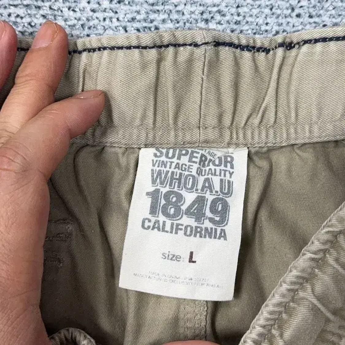 후아유 밴딩 로고 베이지 코튼 반바지 L 상품이미지5