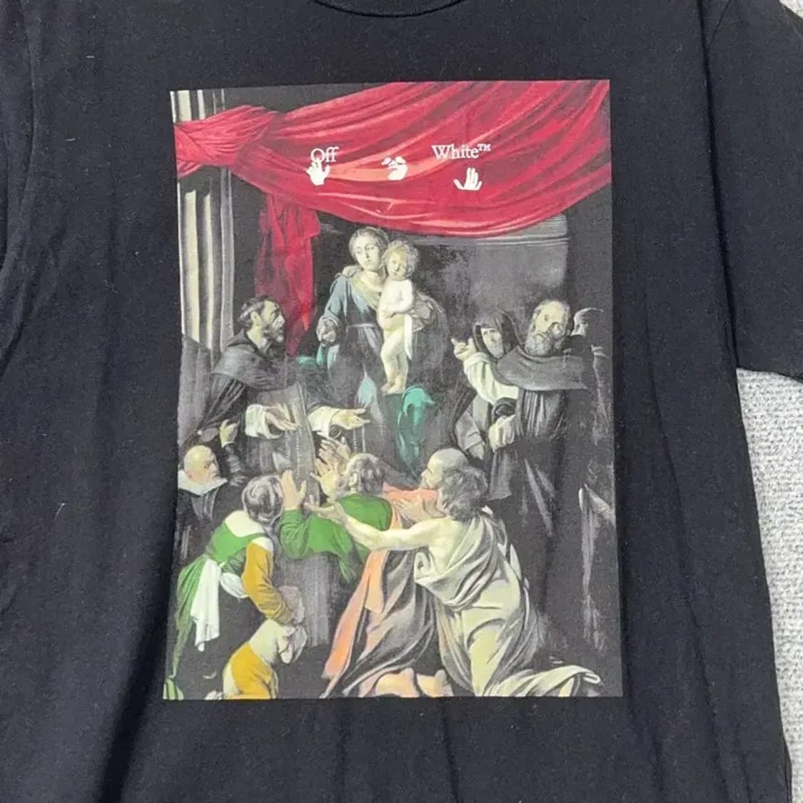 오프화이트 카라바조 프린팅 반팔티 M 상품이미지3