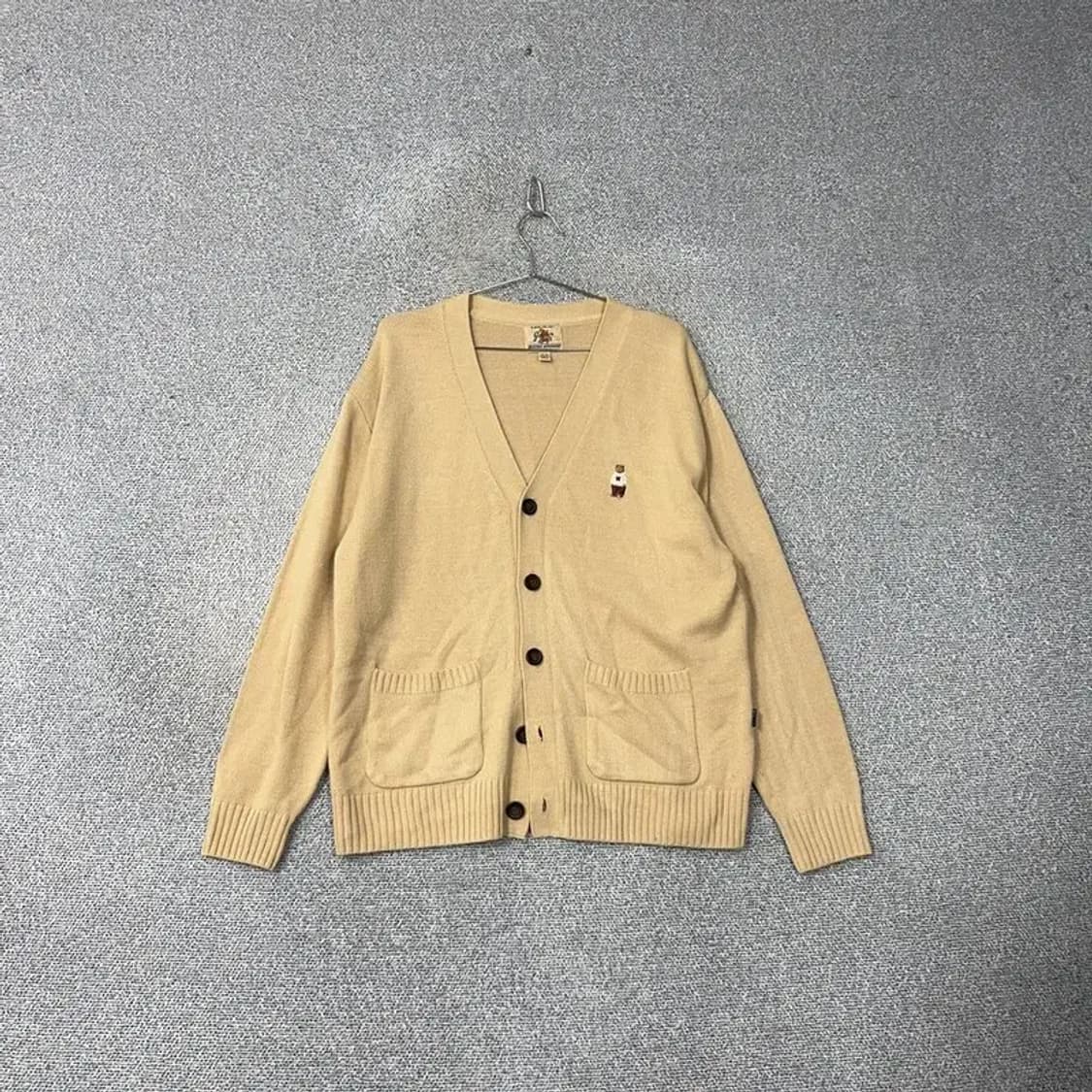 후아유 베이지 베어 아크릴 니트 가디건 XL 상품이미지1
