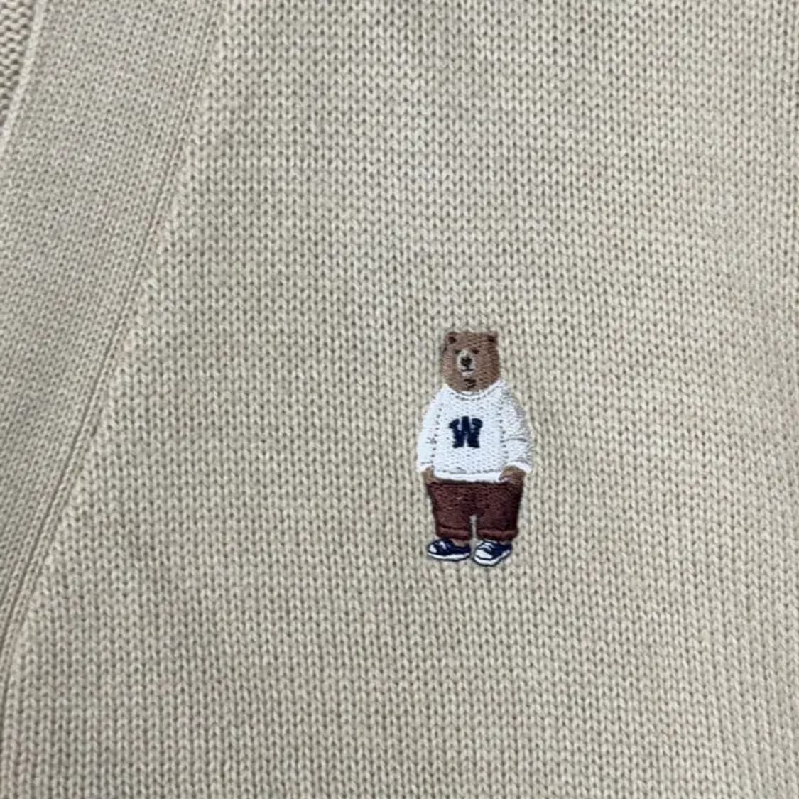 후아유 베이지 베어 아크릴 니트 가디건 XL 상품이미지4