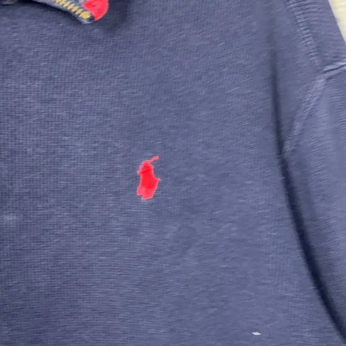 폴로 랄프로렌 네이비 반집업 코튼 니트 XL 상품이미지3