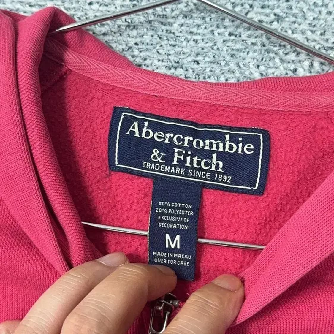아베크롬비 핑크 심플로고 후드집업 M 상품이미지6