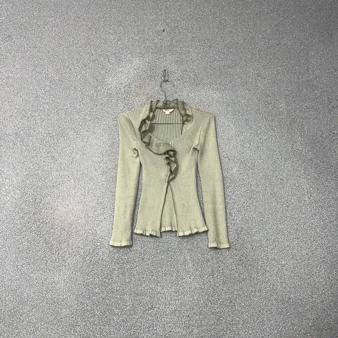 빈티지 연두 골지 레이스 니트 가디건 상품이미지1