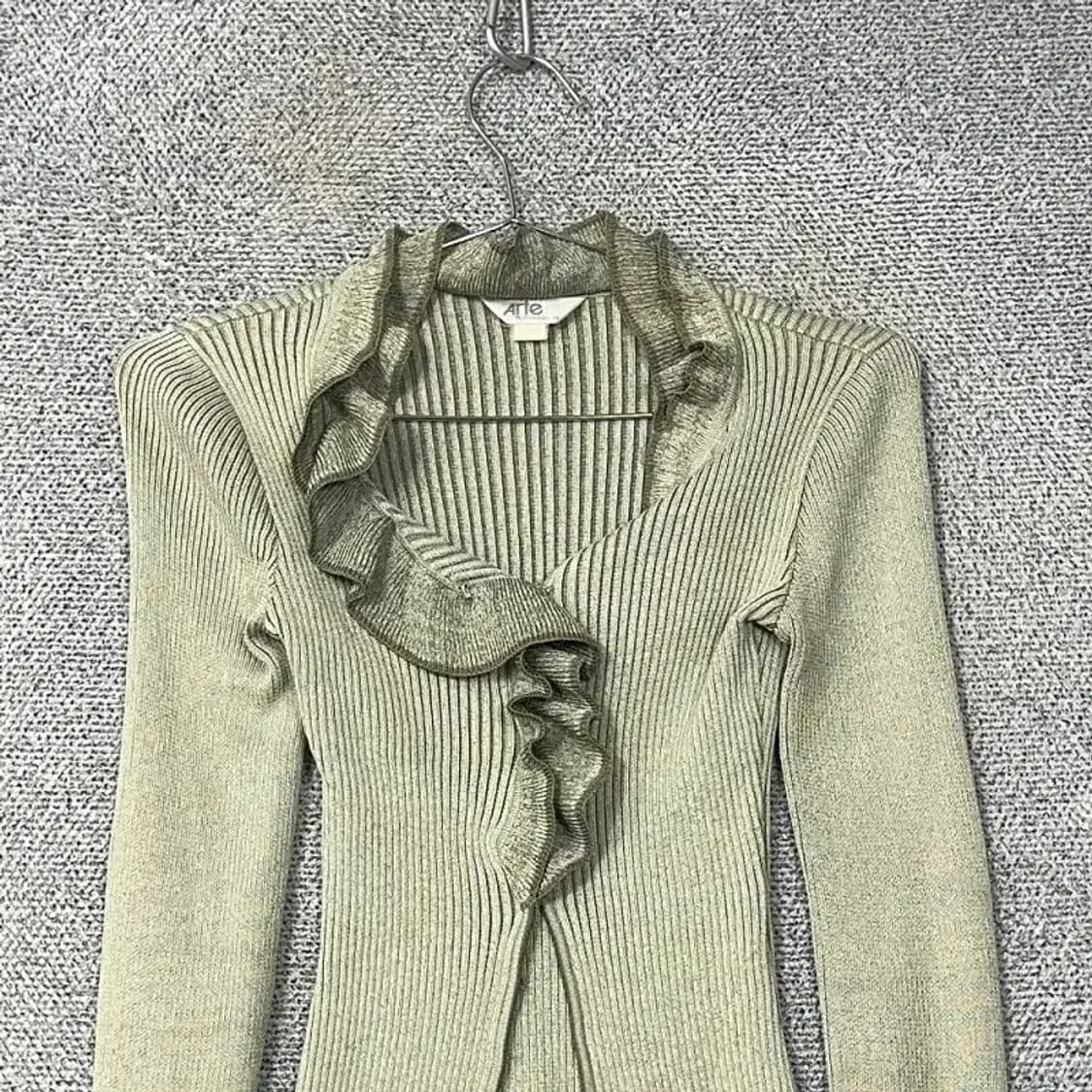 빈티지 연두 골지 레이스 니트 가디건 상품이미지3