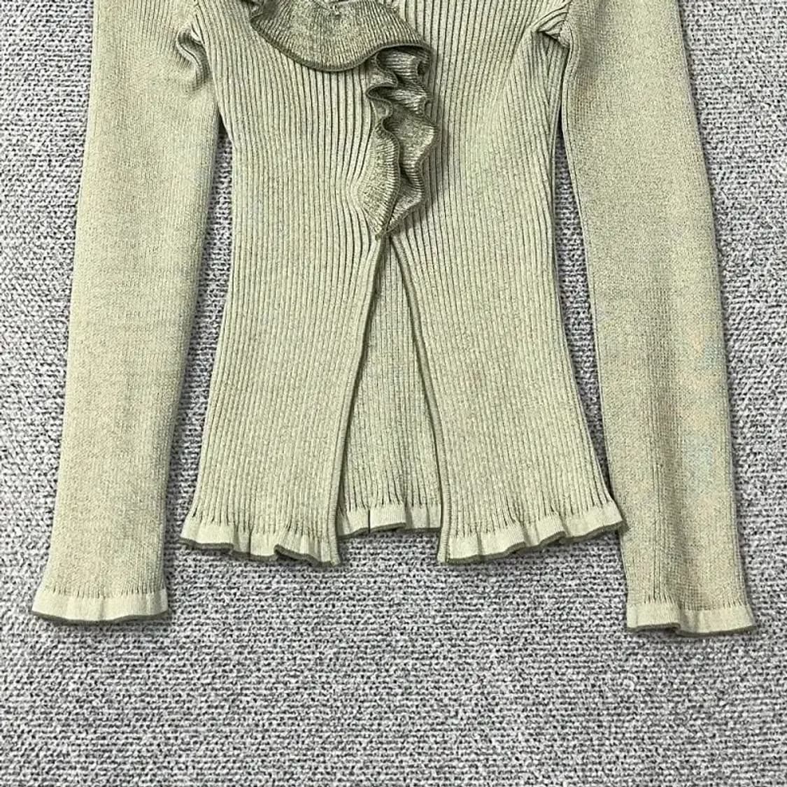 빈티지 연두 골지 레이스 니트 가디건 상품이미지4