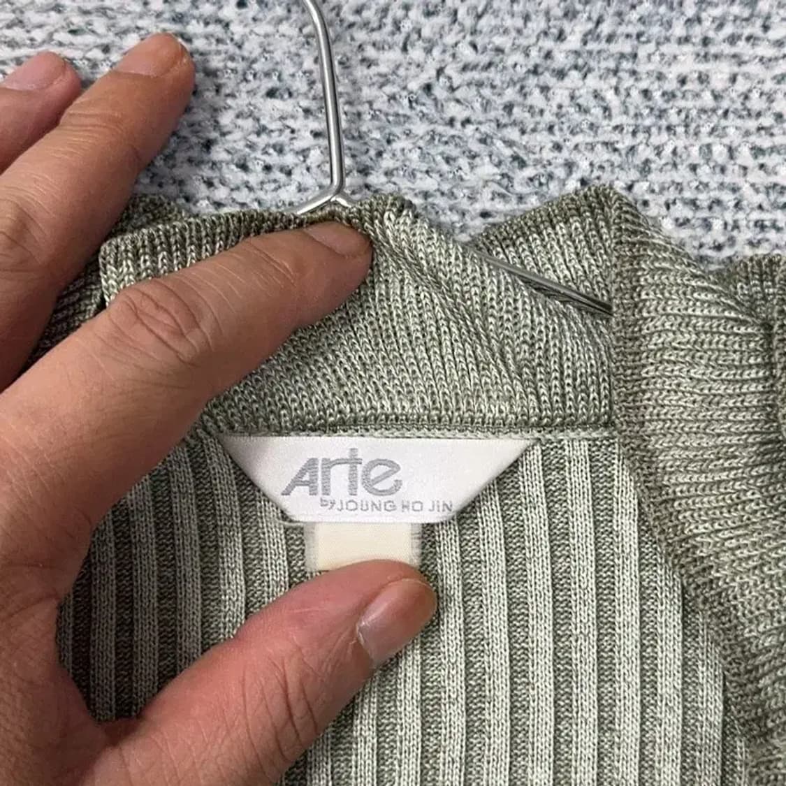 빈티지 연두 골지 레이스 니트 가디건 상품이미지5