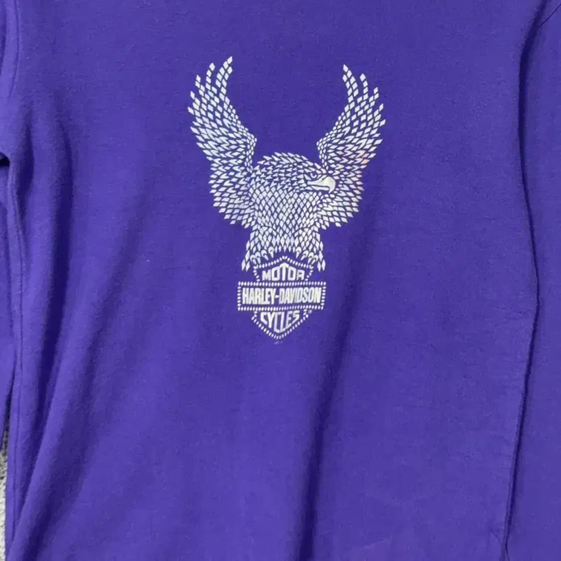 할리데이비슨 Y2K 빈티지 퍼플 슬리브 긴팔티 S 상품이미지5