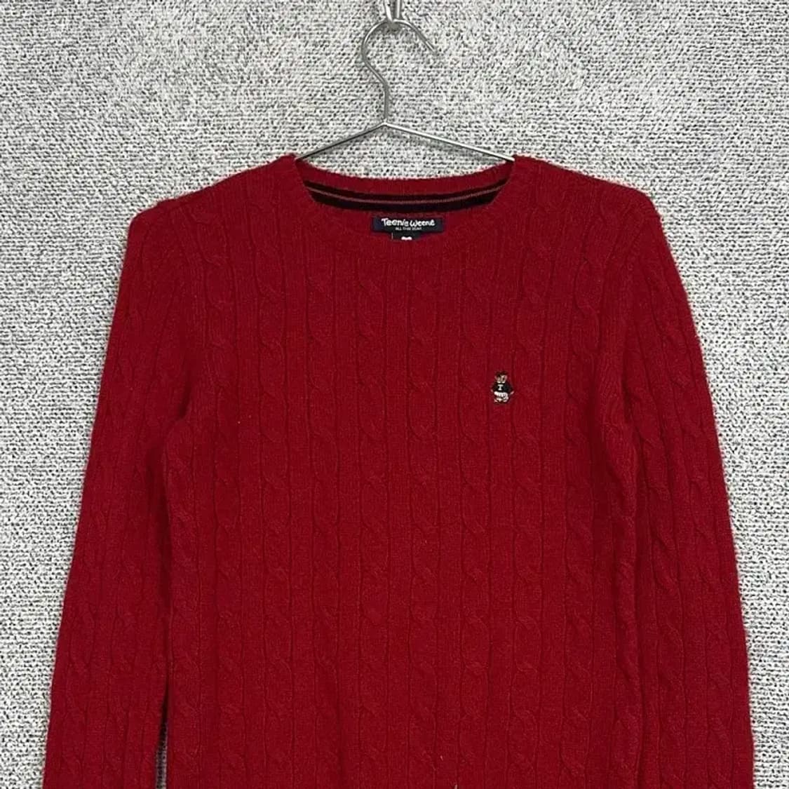 티니위니 로고 레드 케이블 꽈배기 니트 S 상품이미지3