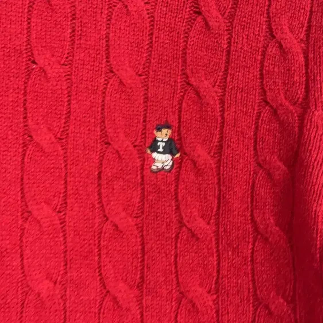 티니위니 로고 레드 케이블 꽈배기 니트 S 상품이미지5